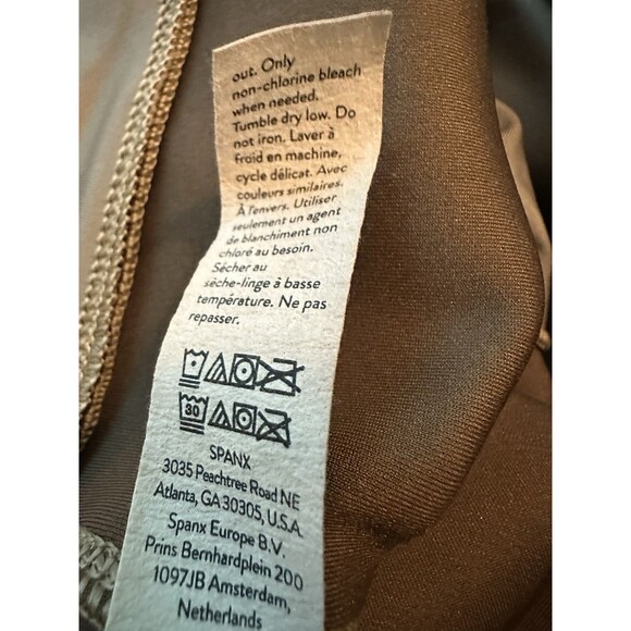 SPANX Faux Suede Tan Taupe Skinny Pull On Stretch Pants Leggings Women's LARGE - Picture 7 of 11